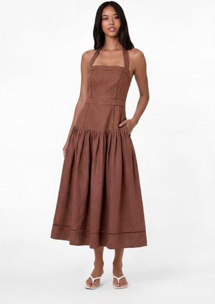 Nicholas Vivianne Linen Dress in Mocha at Nordstrom, Size 2