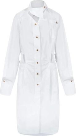 Vivienne Westwood Kleedjes, Dames, Wit, L, Katoen, Drunken Shirt Dress