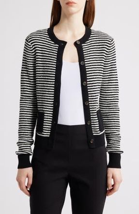 Nic+Zoe Textured Stripe Button Cardigan in Black Multi at Nordstrom Rack, Size Xx-Large