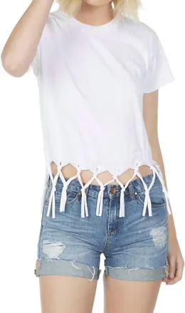 Michael Lauren Darrow Tee W/ Tie Fringe In White
