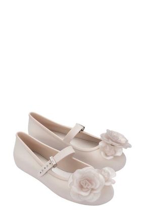 Melissa Soft Ballerina Petals Mary Jane Flat in Beige at Nordstrom, Size 10