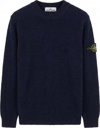 Stone Island Jersey de Lana Moulin&eacute; de Hilo Fantas&iacute;a - Knitwear - Hombre - Azul - 2XL
