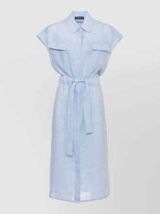 Fabiana Filippi linen midi dress sleeveless belt pockets