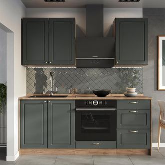 Vicco Cocina Para Solteros Fame-line, Verde Dorado Casa De Campo/roble Dorado, 190 Cm Sin Encimera, Vicco