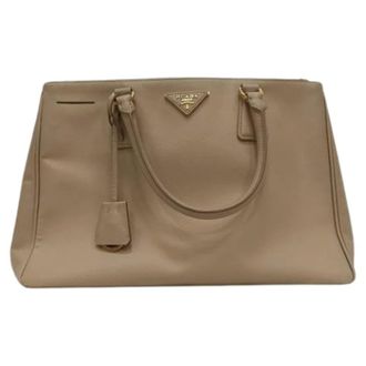 Prada Pre-owned Handbags, female, Beige, Size: ONE SIZE Pre-owned Medium Galleria Double Zip Tote