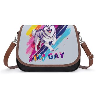 Generic I Am Gay LGBT Siberian Husky Crossbody Bags for Women Shoulder Messenger Bag Purse Handbags