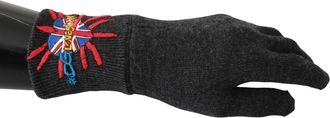 Dolce & Gabbana Gray DmensLondon Borduurde wollen herenhandschoenen