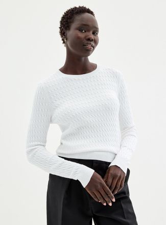 Contemporaine Womens Solid cable-knit sweater
