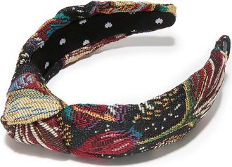 Lele Sadoughi Knotted Floral Jacquard Headband in Black Forest 999 at Nordstrom
