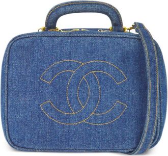 Chanel 1997 CC stitch Vanity handbag - women - Leather/Denim - One Size - Blue