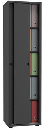 ebuy24 Armario De Oficina Vcm Con 5 Compartimentos Armario De Archivo Moderno Con Puertas Correderas Dimensiones Aprox. Al. 168 X An. 49 X T. 38 Cm - Ulas 5 