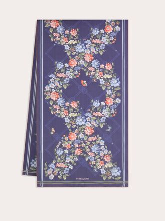 Ferragamo Donna Sciarpa in seta stampa Ramage Blu