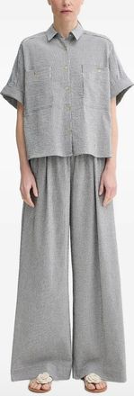 Sessun Camicia a righe con applicazione - Grigio