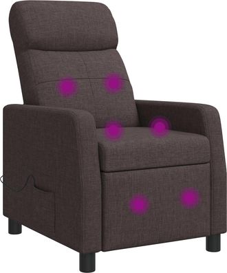 vidaXL Silla De Masajes Reclinable Marr&oacute;n Oscuro Tela Vidaxl