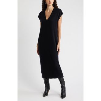 Nordstrom Wool & Cashmere Blend Shift Dress in Black Rock at Nordstrom Rack, Size X-Large