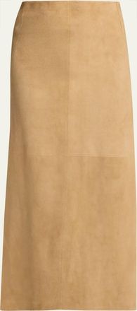 The Row Danas Suede Maxi Apron Skirt