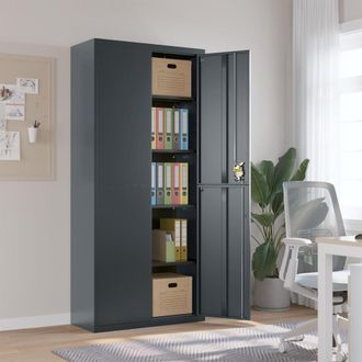 Berkfield Home File Cabinet Anthracite 90x40x200 cm Steel in Black | Size: 90 x 40 x 200 cm