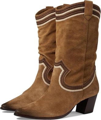 Bernardo Fremont Western Boots Womens Brown Suede Block Heel Pull On GAL1868