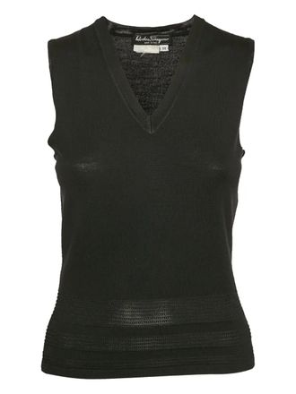 Ferragamo Top con scollo a V - Nero