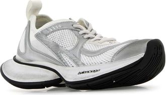 Balenciaga Womens Two-Tone Mesh And Fabric Circuit Sneakers Whitesilver