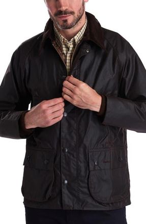 Barbour Bedale Regular Fit Waxed Cotton Jacket in Rustic at Nordstrom, Size 34