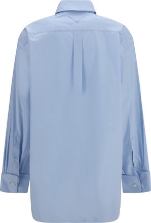 Prada Womens Oversized Cotton Shirt Blue