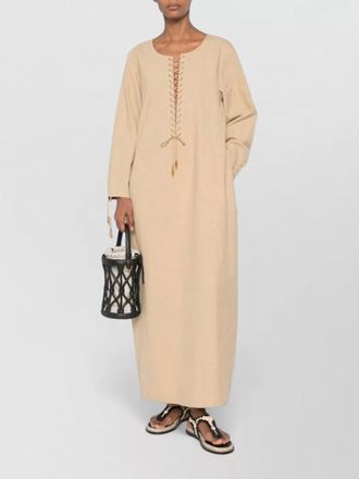 Tory Burch linen ankle length kaftan long sleeves