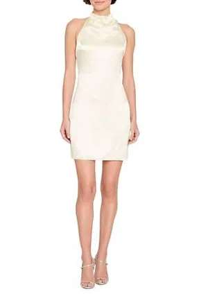 Amanda Uprichard Kyoto Satin Halter Minidress in Ivory at Nordstrom Rack, Size X-Large