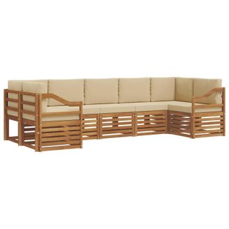 vidaXL Conjunto De Sof&aacute; Seccional Con Coj&iacute;n 7 Pcs Natural Y Beige Vidaxl