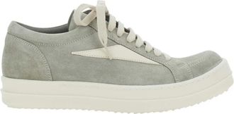 Rick Owens Schoenen, Dames, Grijs, 37 1/2 EU, Leer, Lage sneakers met contrasterende stiksels