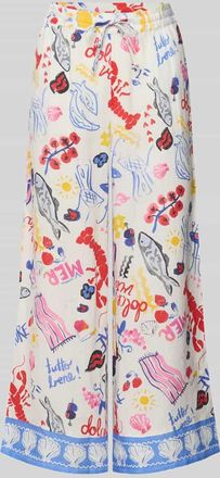 Christian Berg Wide Fit Leinenhose mit Allover-Motiv-Print in Rot, Gr&ouml;&szlig;e 34