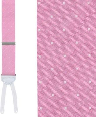 Trafalgar Store Big and Tall Churchill Chambray Polka Dot Linen Blend Formal End Suspenders in Light Pink With Polka Dots at Nordstrom, Size One Size Big