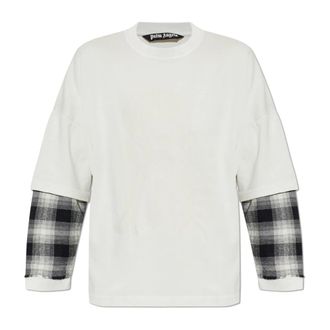 Palm Angels Long Sleeve Tops, male, White, Size: XL Sweatshirt with print