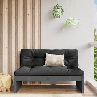 vidaXL Divano Centrale 120x80 cm in Legno Massello di Pino Grigio vidaXL