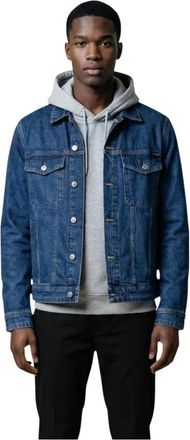 Replay Button-Up Lange Mouwen Jas met Voorzakken - Heren - Spijkerjassen - Blauw - S - Katoen - Jassen