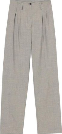 Brooks Brothers Wollen stretch plooirokken - Dames - Straight fit broeken - Grijs - S - Wol - Broeken