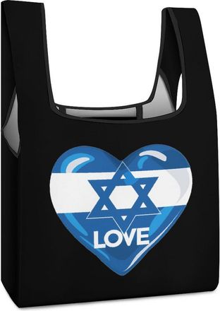 Generic I Love Israel Shopping Bag Reusable Grocery Tote Bag Foldable Handbag for Travel Picnic