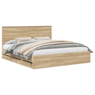 vidaXL Estructura De Cama Roble Sonoma 200 X 200 Cm Madera Ingenieril Vidaxl