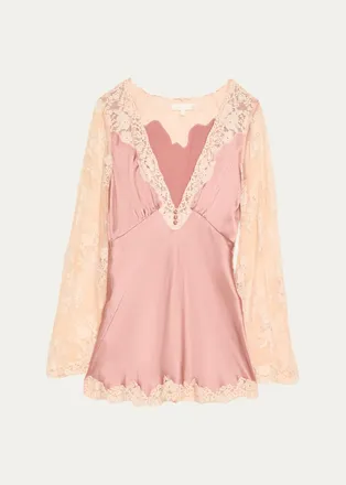 LoveShackFancy Dawselle Lace-Trim Mini Dress
