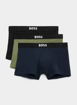 BOSS Mens 3 black/navy/khaki trunks Cotton 3-pack
