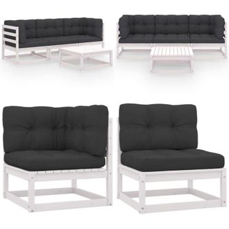 vidaXL Set Divani da Giardino 4 pz con Cuscini Legno Massello Pino - Set da giardino - Divano in legno