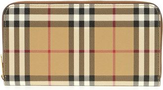 Burberry Check Zip Wallet - Dames - Portefeuilles - Veelkleurig - ONE Size - Katoen - Accessoires