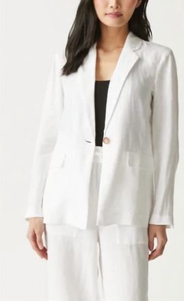 Michael Stars Lottie Linen Long Fit Blazer In White