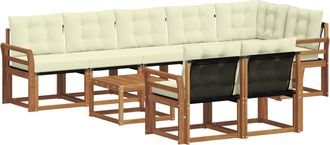 vidaXL Conjunto De Sof&aacute;s De Exterior 9 Uds. Natural Y Crema Vidaxl
