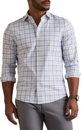Rhone State of Mind Check Slim Fit Button-Up Shirt in Sleet Gray Check at Nordstrom, Size Xx-Large