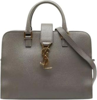 Saint Laurent Pre-owned Handbags, female, Gray, Size: ONE SIZE Pre-owned Leather Handbag