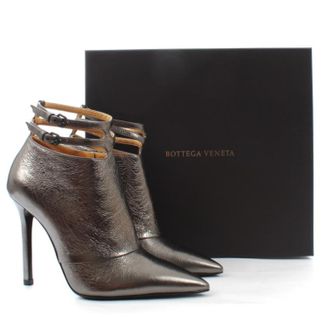 Bottega Veneta Metallic Buckle Detail Stiletto Ankle Boots Size 36