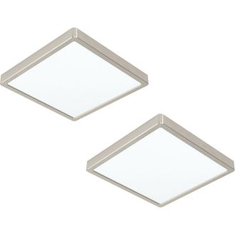 Loops 2 PACK Ceiling Light Satin Nickel 285mm Square Surface Mounted 20W LED 4000K in Metallics