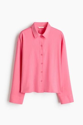 H&M Linen-blend Shirt in Pink at Nordstrom, Size Xx-Large