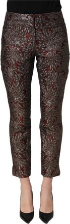 Dolce & Gabbana High Waist Straight Pants - Dames - Vrijetijds broeken - Rood - S - Leer - Broeken